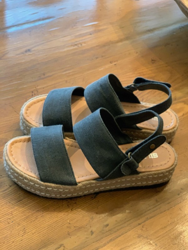 ANTHROPOLOGIE Silent D ALEC Black 39 8.5 Interweave Platform Espadrille Sandal 