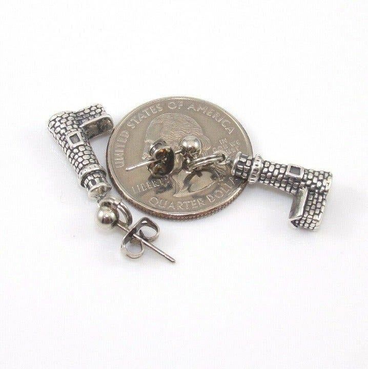 Solid Sterling Silver Lighthouse Dangle Earrings - image 3