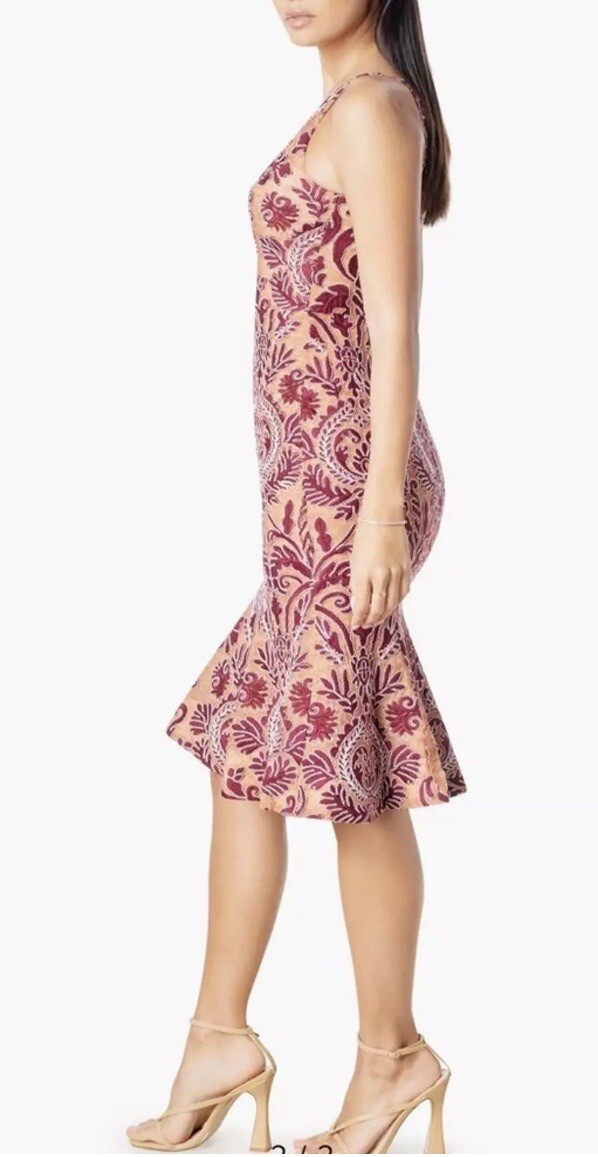 Dress the Population Isabelle Lace Mermaid Dress XS Burgundy