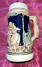 German beer stein Vintage hand painted auf der alm 17cms tall