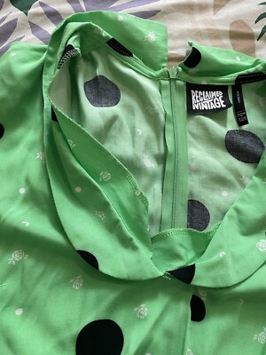 Women's ASOS / Reclaimed Vintage Green And Black Polka Dot Midi Dress, Size  8 | eBay