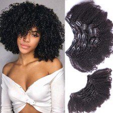4B 4C Afro Kinky Curly Clip in Virgin Human Hair Extensions 120g Full Head Weft
