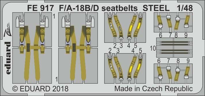 Eduard Accessories FE917 1:48 - F/ A-18B/D Seatbelts Steel F Kinetic Model - New