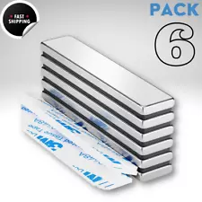 Strong Magnet Strips Heavy Duty - Rare Earth Magnets with Adhesive - Pack of 6