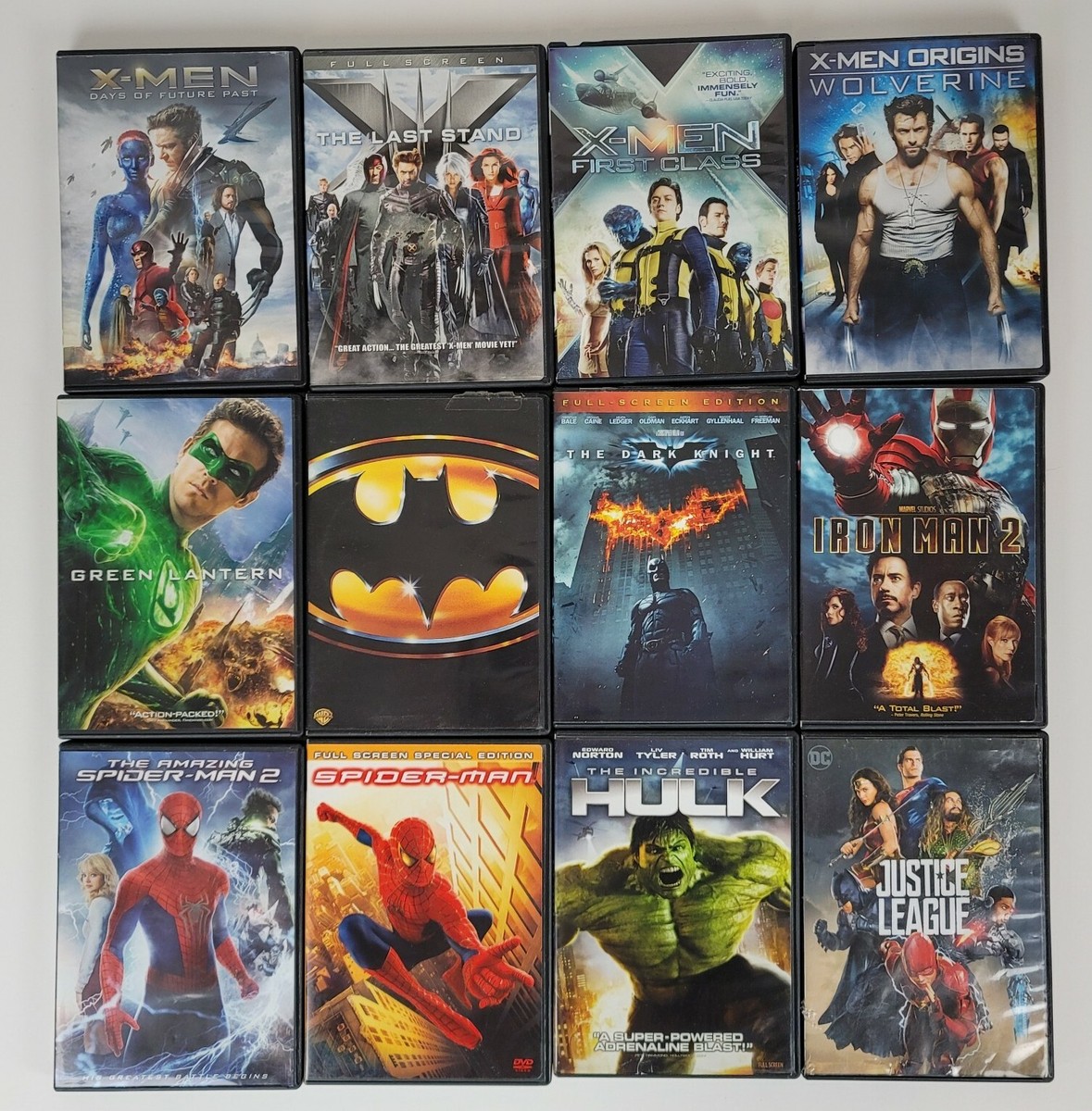 マーベル　DC DVD 12 MARVEL, DC, DVD MOVIE LOT Hulk, Xmen, Dark Night, Justice