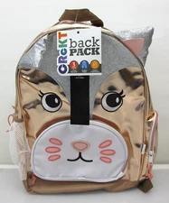 Crckt Gold Cat Backpack Laptop School Bag Water Bottle Pocket Padded Straps