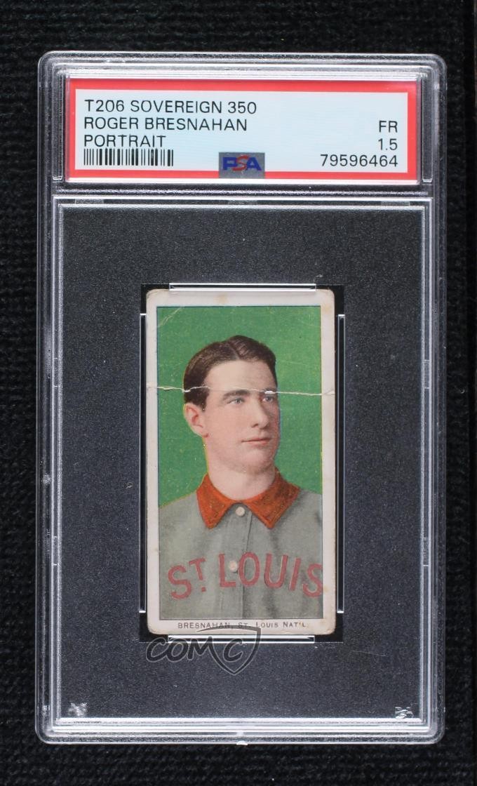 1909-11 T206 Sovereign 350 Forest Green Back Roger Bresnahan PSA 1.5 HOF 1q7