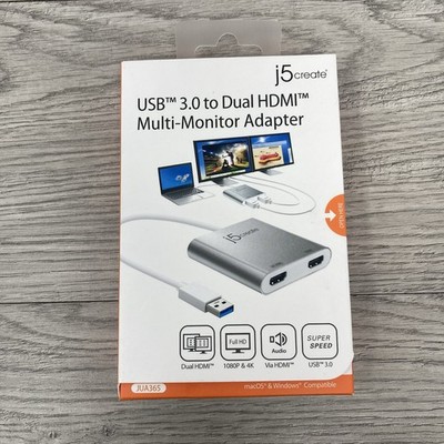 j5create JUA365 USB 3.0 to Dual HDMI Multi-Monitor Adapter JUA365-1A NEW SEALED