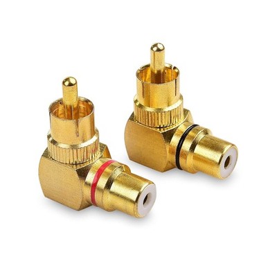 2 Pack Right Angle RCA Adapter 90 Degree Gold Plated Audio Video Connector Decor
