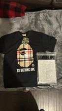 A Bathing Ape Logo Graphic Black Jersey Cotton T-Shirt Men's Size L