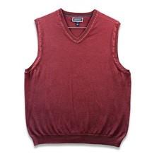 Club Room Maroon Cotton Nylon Sleeveless V Neck Sweater Vest Men's Large