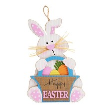Wooden Easter Wreath Front Door Bunny Wall Decor Home Spring Decoration 12 In