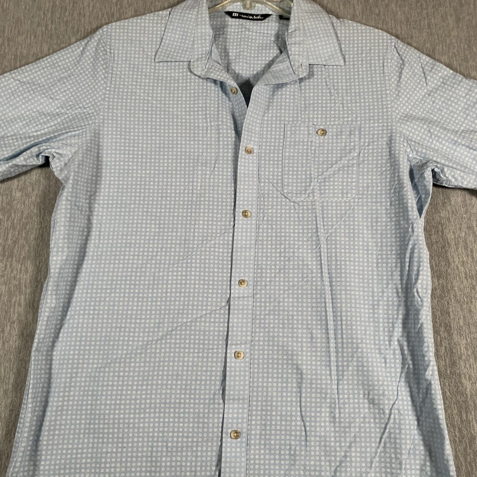 TravisMathew Shirt Mens Large Blue White Dot Short Sleeve Button Up Casual - Image 2 of 4