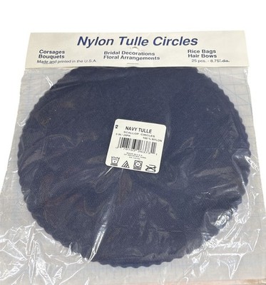 100 pcs 9'' Scalloped Nylon Tulle CIRCLES for Wedding Baby Party Favors Navy