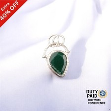 Pear Green Onyx Stone Handmade Sister Wedding Artisan Elegant Pendant 925 Silver