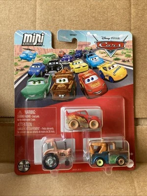 MATTEL Disney Cars Mini Racers 3er Set - Traktor, Muddy Lightning McQueen & Mater