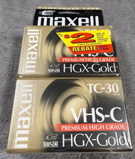 2 Maxwell VHS-C Video Tapes TC-30 HGX-Gold Premium High Grade Sealed