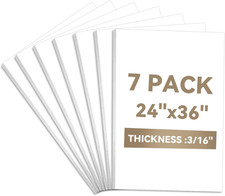 7Pack White Foam Board, 24X36", 3/16 Inch Thick Poster Board, White Foam Core Bo