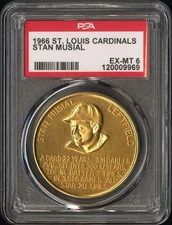 1966 St. Louis Cardinals Baseball Immortals STAN MUSIAL Pin Coin PSA 6 EX-MT