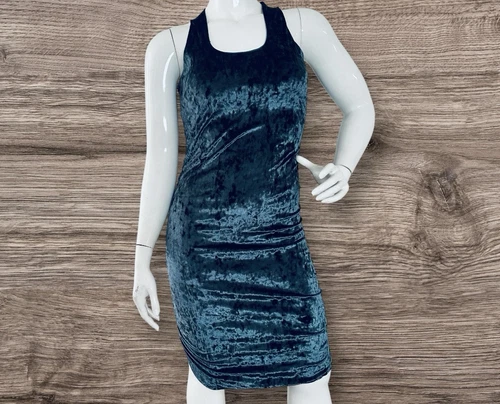 VALENTINO Windsor Donna Tg L Luxe Verde Scuro Velvet Spaghetti Straps Elasticizzato