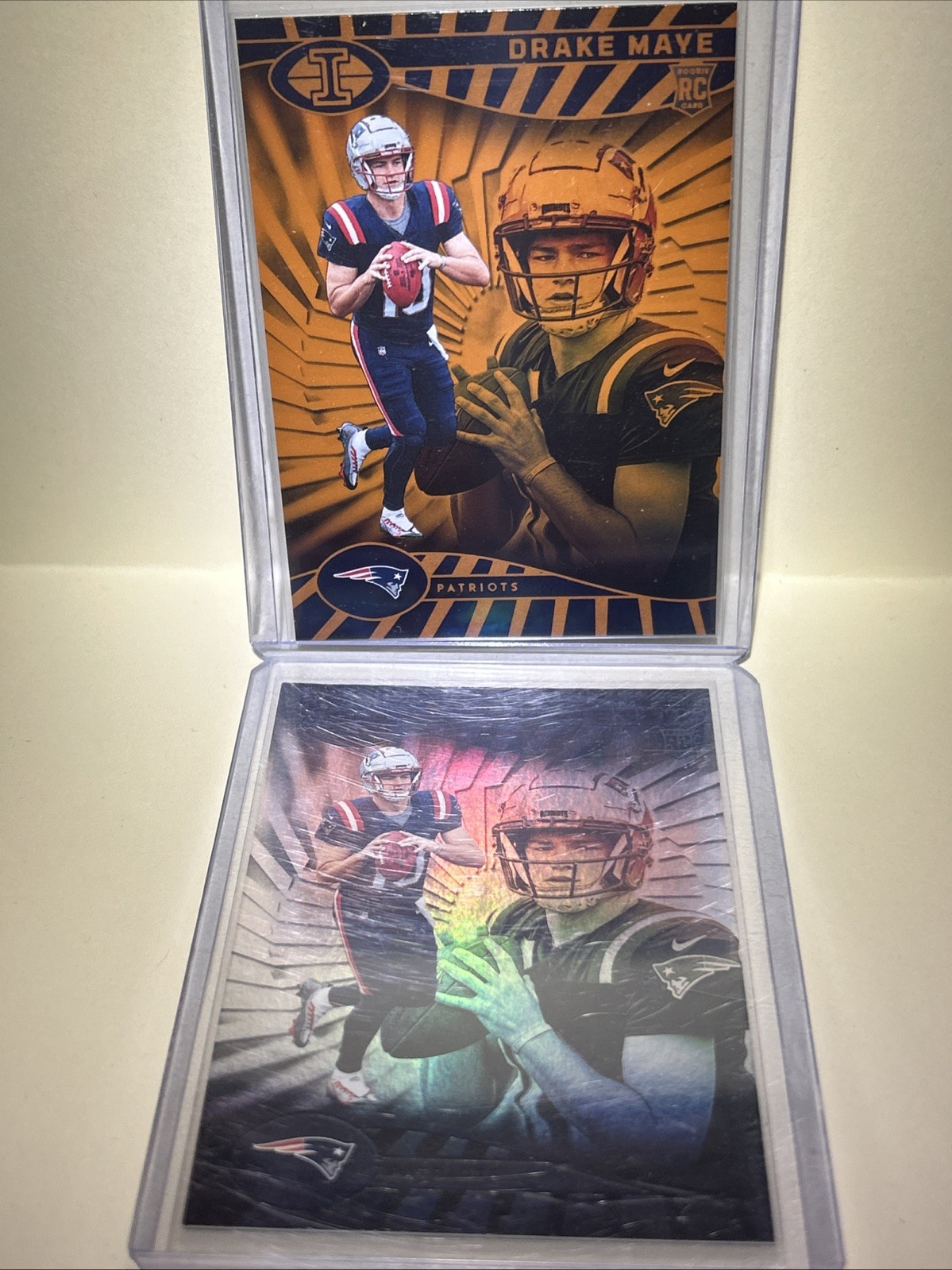 2024 Illusions Drake Maye RC Orange Trophy Collection Rookie #59 Patriots + Base