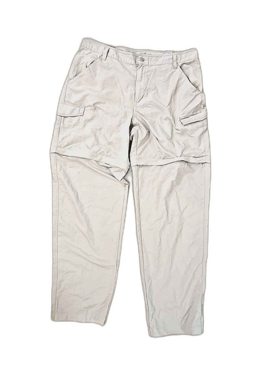 Columbia PFG Cargo Convertible Pants Mens L Tan Nylon Fishing Performance Hiking