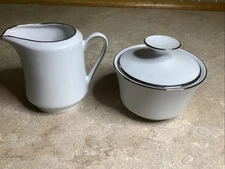 Winterling Roslau Bavaria Germany silver Trimmed Cream Pitcher And Sugar Bowl