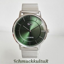 Lacoste 2011474 Crocorigin Uhr Herren Edelstahl Grün & Silberfarben NEU OVP
