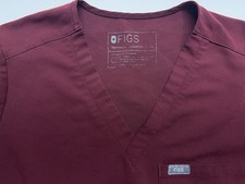 Figs Catarina One Pocket Scrub Top Womens Size XS in Burgundy