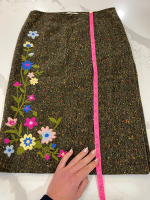 Vintage Y2K Moschino Jeans Wool Skirt Floral Embroidered Italian