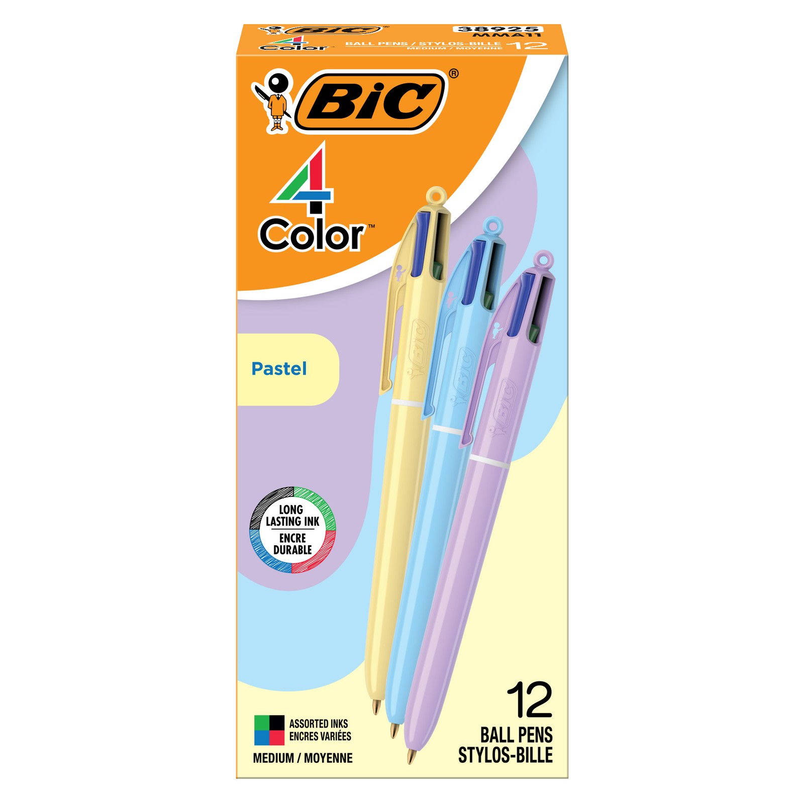 BIC 4 Color Pastel Ballpoint Pens Medium Point (1.0 mm), Pac