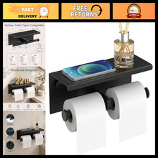 Double Toilet Paper Holder with Shelf Wall Mount Tissue Holder Bathroom
