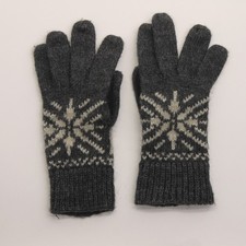 Gray White Pattern Knit Winter Gloves Narrow Palm
