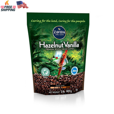 Zavida Coffee Hazelnut Vanilla Whole Bean - 2Lb (Pack of 2)