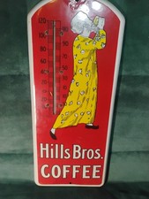 Original 1915 Hills Brother Coffee Thermometer Porcelain Sign Advertising