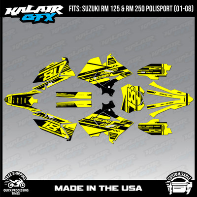 Graphics Kit for SUZUKI RM125 250 2001-08 POLISPORT RESTYLE Warrior-Yellow