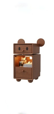 Solid Wood Cute Nightstand with 360° Rotating Drawers, Semi-Assembled， Kids N...