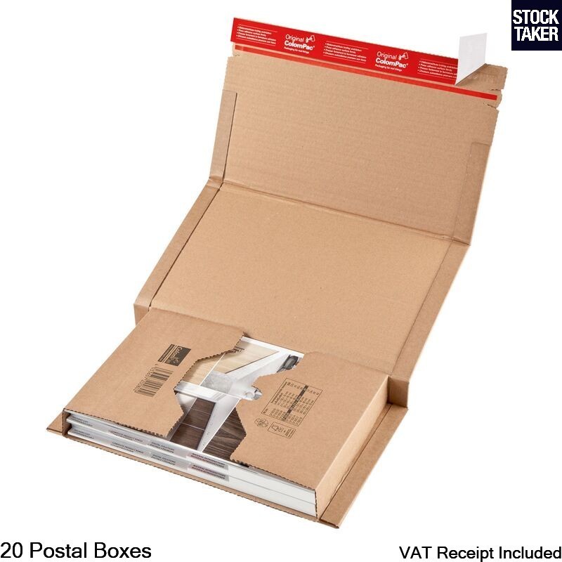 (20 Pack) ColomPac A4 Postal Boxes 302x215x80mm Peel Seal Post (VAT Inc)
