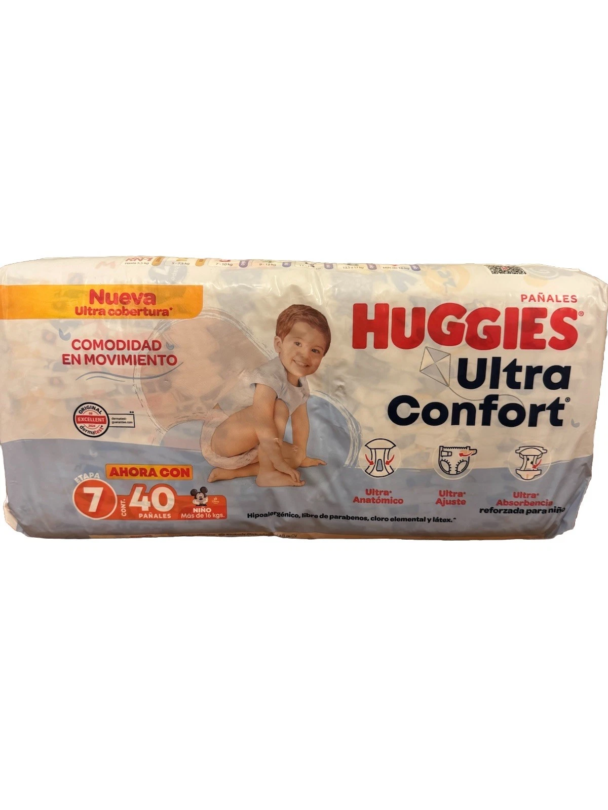 VINTAGE RARE HUGGIES ULTRA COMFORT FOR BOYS - SIZE 7 35 LBS - 40 COUNT