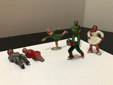 Vintage Barclay Christmas Ice Skating Lead Figures Seated Figures Lot X 6