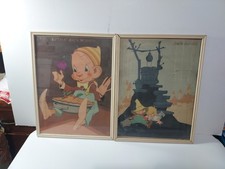 2 Vernon Grant Nursery Rhyme Prints 1938 Framed Jack Jill Little Jack Horner