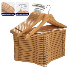 Premium Wooden Hangers 20 Pack Non-Slip Coat Clothes Hangers w/360 Swivel Hook