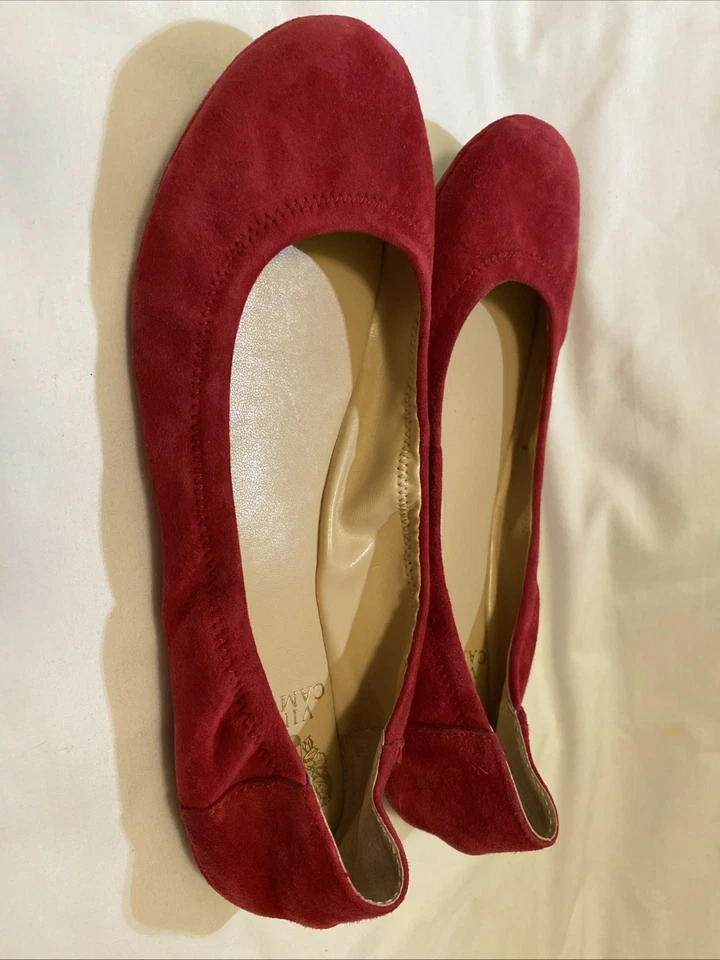 Vince Camuto Borgoña Gamuza Talla 7 Ballet Zapatos Planos Flor Mujer’s Foto 4 de 4