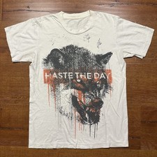Camiseta Haste The Day Autografiada Banda Para Hombres S Blanca Lobo Sangre Metalcore Rara