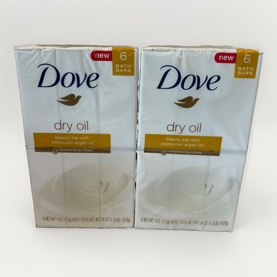 (12) Dove Dry Oil Beauty Bars with Moroccan Argan Oil 4 oz (Each) NEW OLD STOCK