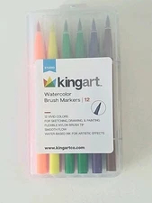 New- KINGART Watercolor Brush Markers • 12 Vivid Colors, Water-Based Ink