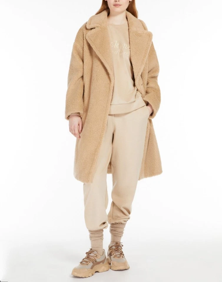 Max Mara Weekend Emmy Wool Robe Coat Beige Faux Fur UK 10 RRP £825 BNWT - Image 2 of 4