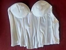 VINTAGE 1970s Padded STAPLESS 40B Bustier Bridal Corset Merry Widow White