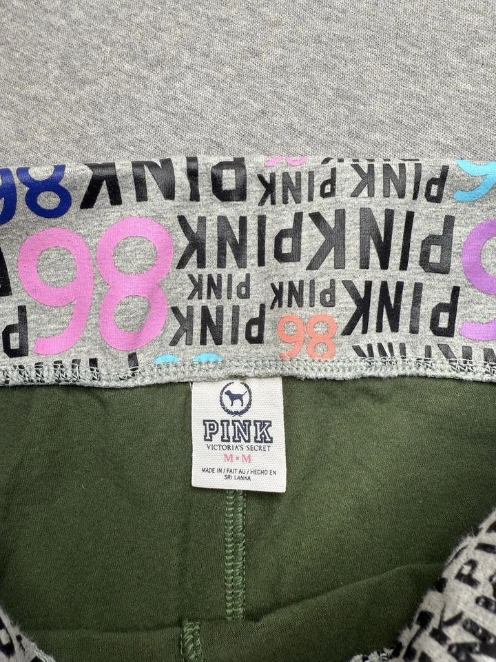 PINK Victoria Secret Bling Cotton Fold Over Capri Yoga Pant Leggings Size Medium - Image 3 of 4