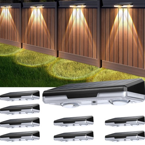Solar Fence Lights, 8-Pack Solar Deck Light Outdoor IP65 Waterproof, Fence Li...